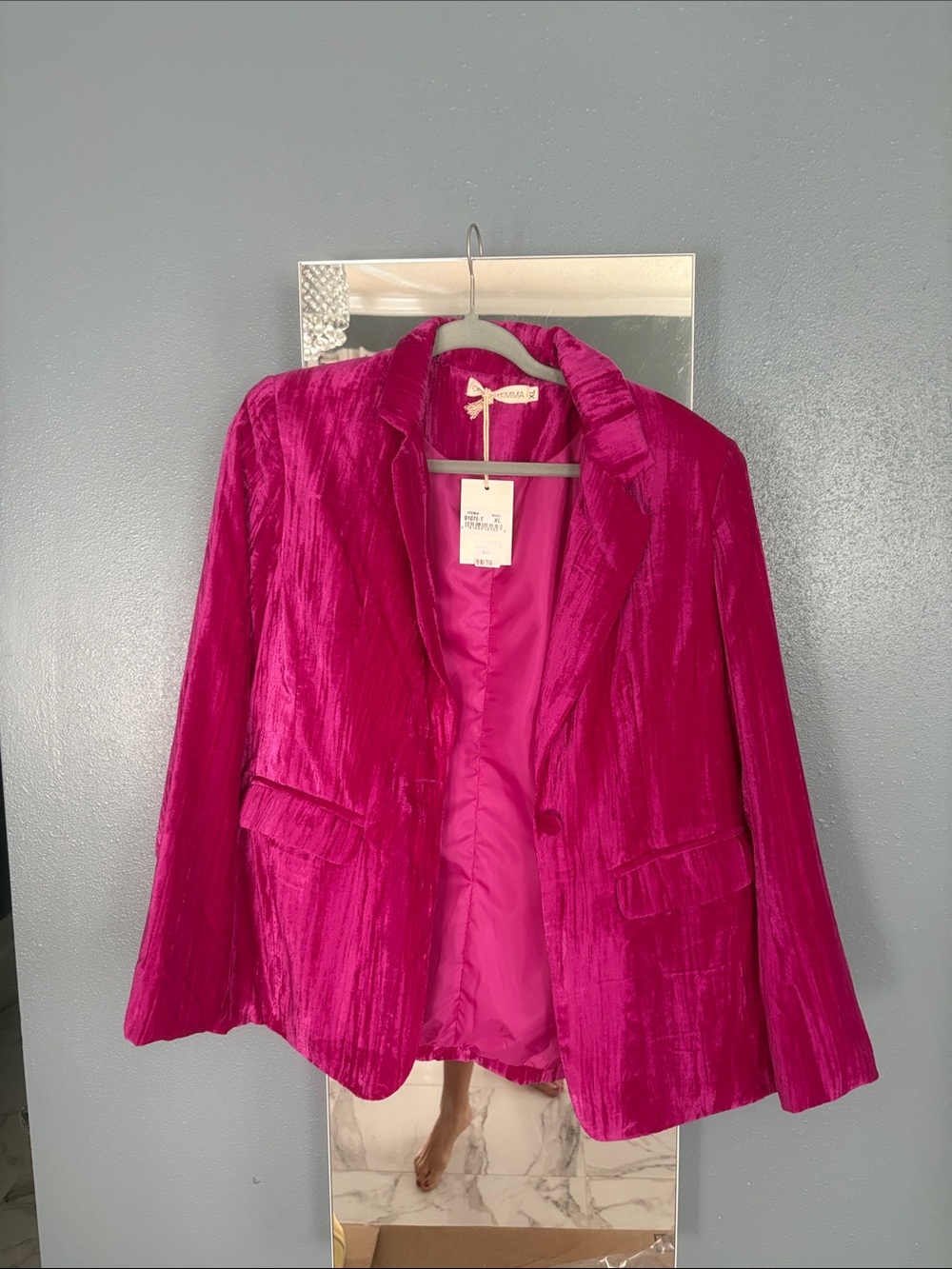 Fuchsia Velvet Blazer Jacket